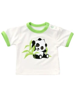 Shirt Kurzarm Happy Panda In Grün Weiß