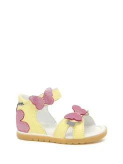 Leder-Sandalen In Gelb/ Pink