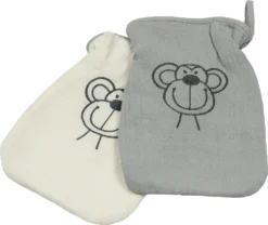 Waschhandschuh Musseln, Affe, 2er Pack