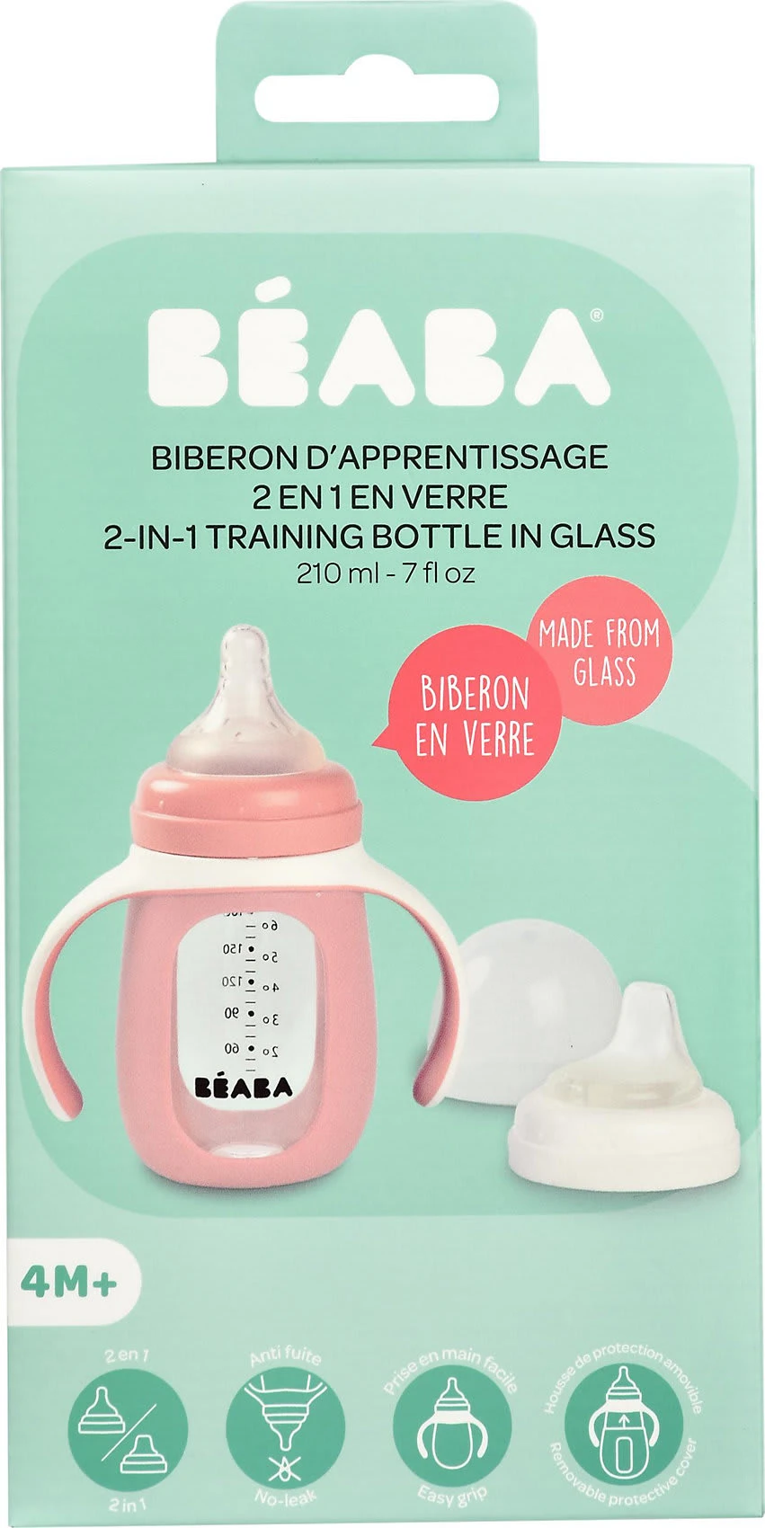 Beaba 2 In 1 Glas-Trinklernflasche Mit Silikon-Hülle, 210 Ml - Rosa 7 Beaba 2 In 1 Glas-Trinklernflasche Mit Silikon-Hülle, 210 Ml - Rosa – Bild 7