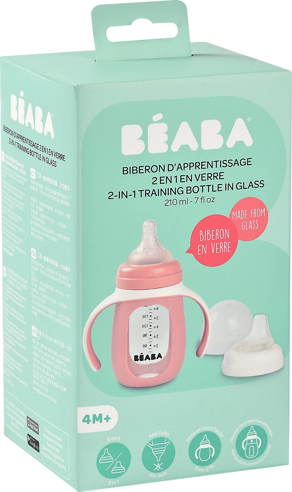 Beaba 2 In 1 Glas-Trinklernflasche Mit Silikon-Hülle, 210 Ml - Rosa 8 Beaba 2 In 1 Glas-Trinklernflasche Mit Silikon-Hülle, 210 Ml - Rosa – Bild 8