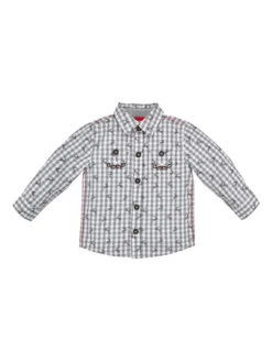 Trachtenhemd In Grau/ Weiß