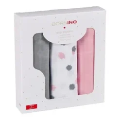 3er-Pack Mullwindeln 80x80 Cm In Rosa -Baby Kleidung bornino 3er pack mullwindeln 80x80 cm in rosa 2