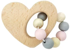 Greifrassel "Herz" In Natur/Rosa