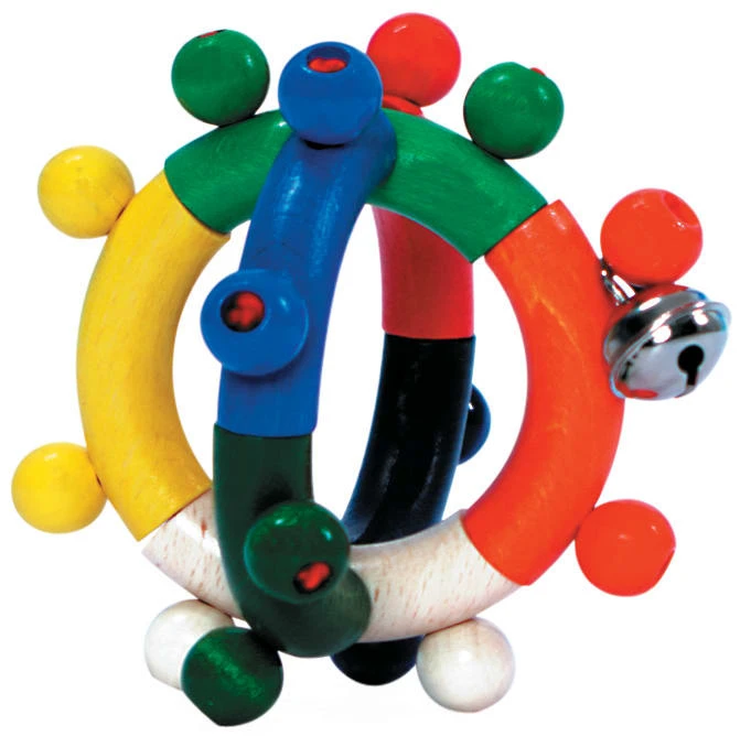 Holzrassel "Motorikkugel" In Bunt 1 Holzrassel "Motorikkugel" In Bunt