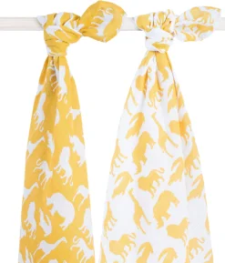 Jollein Mulltücher Safari 2er Set, Hydrophil, Senfgelb, 115 X 115 Cm