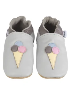 Leder-Krabbelschuhe "Eis" In Grau