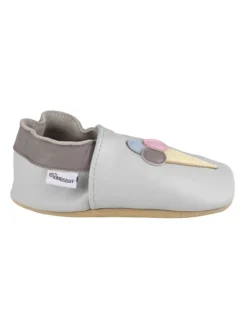 Leder-Krabbelschuhe "Eis" In Grau -Baby Kleidung kindsgut leder krabbelschuhe eis in grau 3