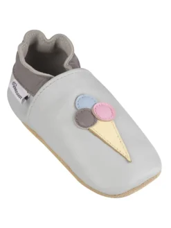 Leder-Krabbelschuhe "Eis" In Grau -Baby Kleidung kindsgut leder krabbelschuhe eis in grau 4