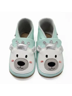 Leder-Krabbelschuhe "King Bear" In Hellblau