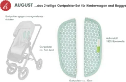 AUGUST Gurtpolster-Set Für Kinderwagen Und Buggys - Prisma, Mint, 2-tlg. -Baby Kleidung liebes von priebes august gurtpolster set fur kinderwagen und buggys prisma mint 2 tlg 2