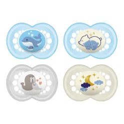 MAM Schnuller Day & Night, Silikon, Gr. 2, 4 Stk, Bär/Schiff/Mond