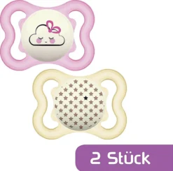 MAM Schnuller Supreme Night, Silikon, 0-6 Monate, Wolke/Sterne, 2er Set -Baby Kleidung mam schnuller supreme night silikon 0 6 monate wolke sterne 2er set 2
