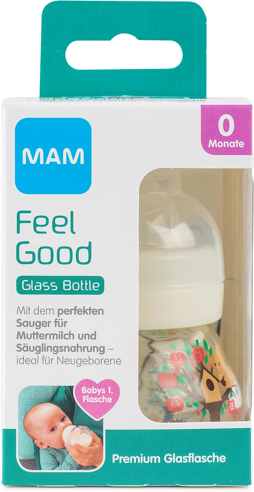 MAM Weithals Flasche Feel Good, 90 Ml, Silikonsauger, Hase 3 MAM Weithals Flasche Feel Good, 90 Ml, Silikonsauger, Hase – Bild 3
