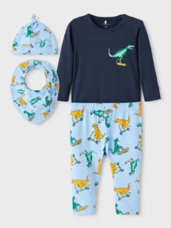 NAME IT 4tlg. Erstlingsset "Baba" In Hellblau/ Dunkelblau