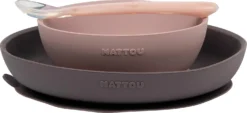 NATTOU SILICON Esslern Set 3 Teilig Rosa /grau