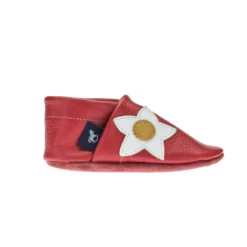 Krabbelschuhe / Lederpuschen Mit Blume In Rot / Weiß -Baby Kleidung pantau its a small world krabbelschuhe lederpuschen mit blume in rot weiss 3