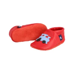 Krabbelschuhe / Lederpuschen Mit Lokomotive In Rot / Hellblau -Baby Kleidung pantau its a small world krabbelschuhe lederpuschen mit lokomotive in rot hellblau 2 scaled