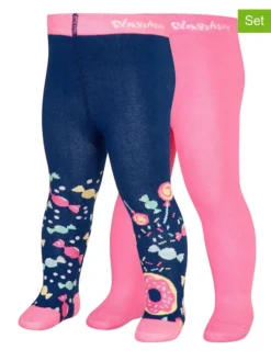 Playshoes 2er-Set: Strumpfhose In Rosa/ Dunkelblau