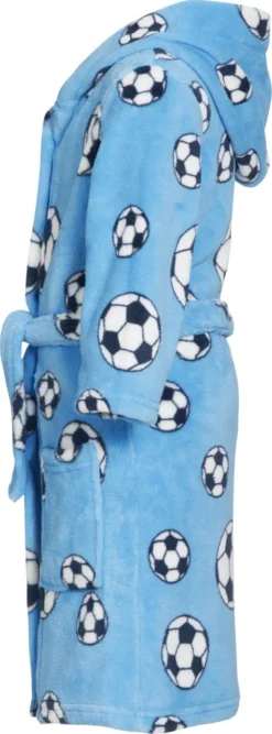 Playshoes Fleece-Bademantel Fußball In Blau -Baby Kleidung playshoes fleece bademantel fussball in blau 2