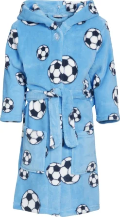 Playshoes Fleece-Bademantel Fußball In Blau