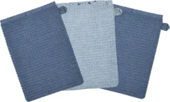 Waschhandschuh 3er Set, At Home Blau, 15 X 21 Cm