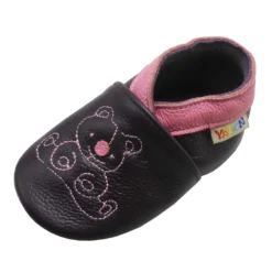 Leder-Krabbelschuhe Dunkellila Bär -Baby Kleidung yalion leder krabbelschuhe dunkellila bar 2