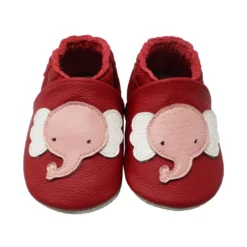 Leder-Krabbelschuhe "Elefant" In Rot