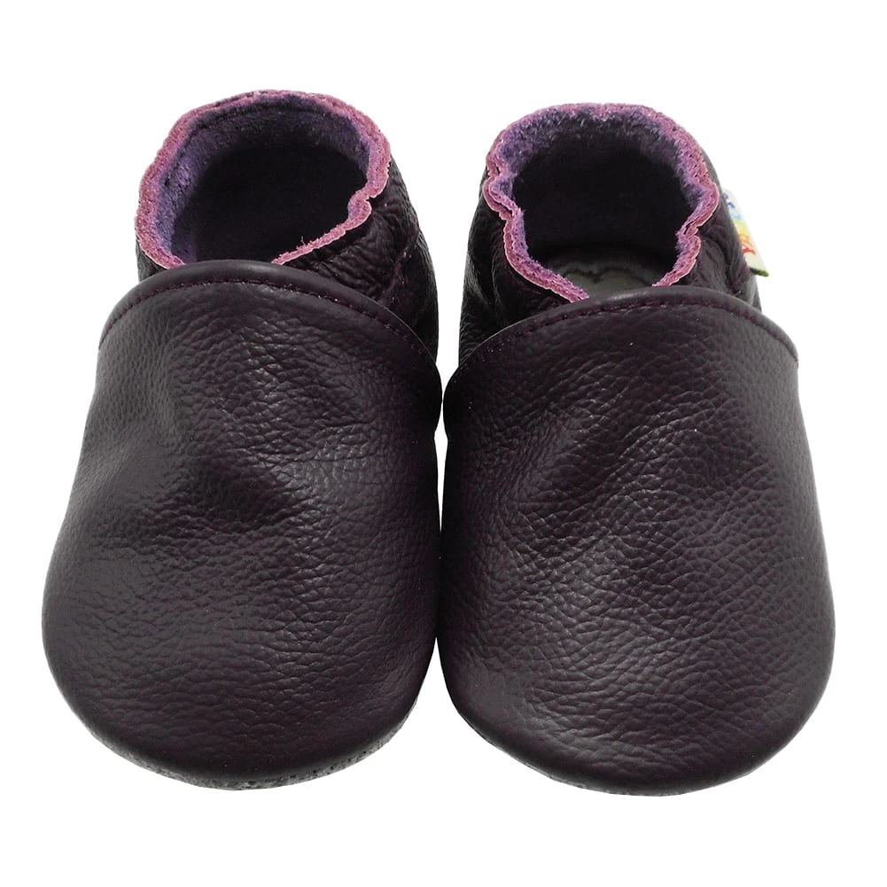 Leder-Krabbelschuhe In Dunkellila 1 Leder-Krabbelschuhe In Dunkellila