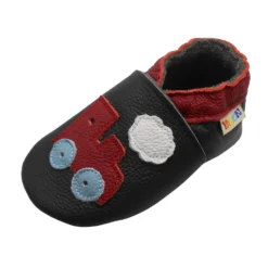 Leder-Krabbelschuhe "Lokomotive" In Schwarz -Baby Kleidung yalion leder krabbelschuhe lokomotive in schwarz 2