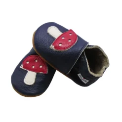 Leder-Krabbelschuhe "Pilz" In Dunkelblau -Baby Kleidung yalion leder krabbelschuhe pilz in dunkelblau 2
