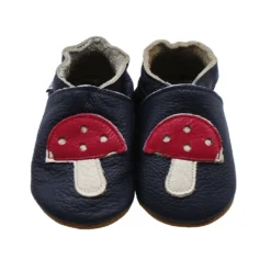 Leder-Krabbelschuhe "Pilz" In Dunkelblau